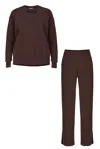 Salanida Brown Ora & Rotondo 100% Merino Co-ord In Chocolate *limited Edition* In Brown