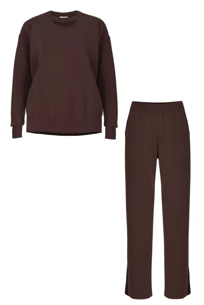 Salanida Brown Ora & Rotondo 100% Merino Co-ord In Chocolate *limited Edition*