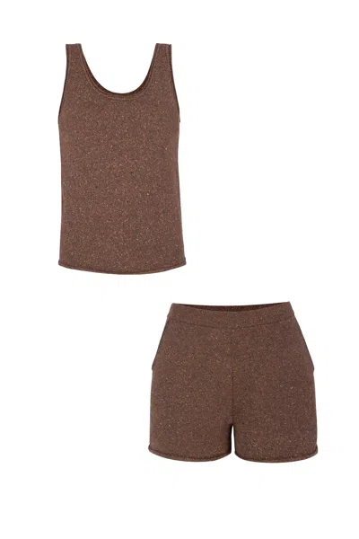 Salanida Brown Sabbia Tank Top And Shorts Set Chocolate