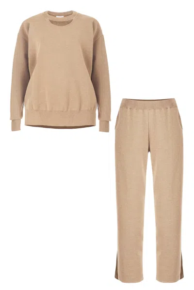 Salanida Neutrals Ora & Rotondo 100% Merino Co-ord In Beige