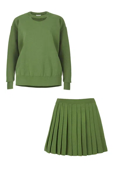 Salanida Piccolo & Rotondo 100% Merino Co-ord In Olive Green