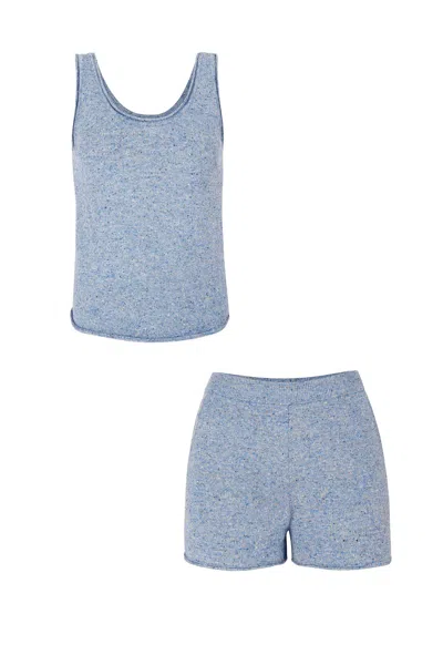 Salanida Sabbia Tank Top And Shorts Set Light Blue In Animal Print