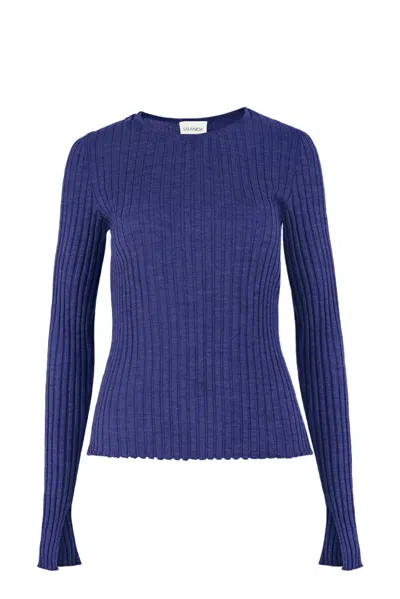 Salanida Women's Blue Brera Merino Long-sleeve Top Navy