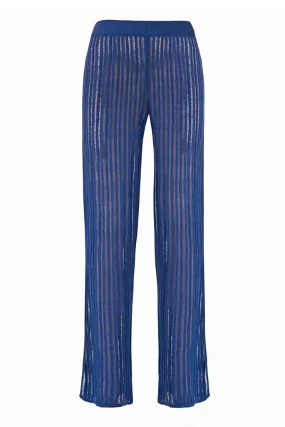 Salanida Women's Blue Sole Linen Beach Pants Navy