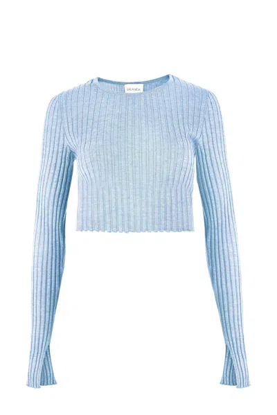 Salanida Women's Brera Merino Crop Top Light Blue