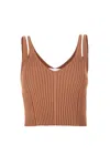 Salanida Women's Brown Donna Ribbed Crop Top Caramel In Brown