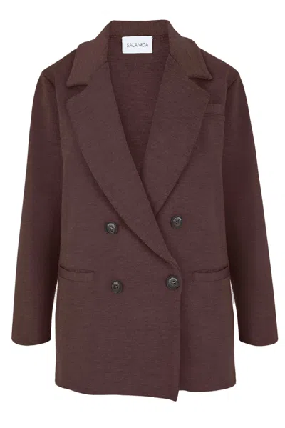 Salanida Women's Brown Forza Knitted Merino Blazer Chocolate