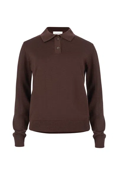 Salanida Women's Brown Galante 100% Merino Polo Top Chocolate