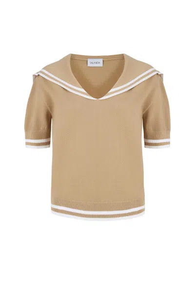 Salanida Women's Brown Vento Sailor Top Beige