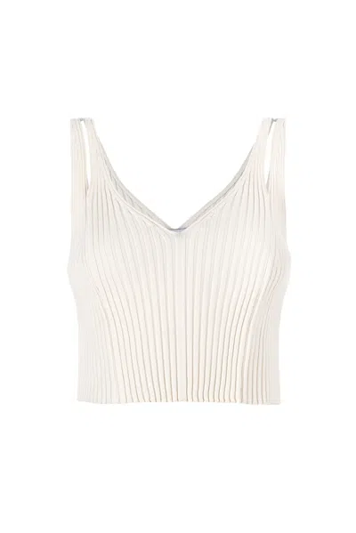 Salanida Women's Donna Knitted Crop Top White
