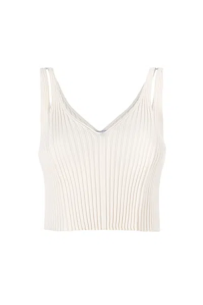 Salanida Women's Donna Ribbed Crop Top White