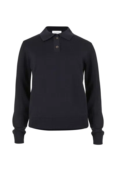 Salanida Women's Galante 100% Merino Polo Top Black In Blue