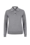 Salanida Women's Galante 100% Merino Polo Top Light Grey In Gray
