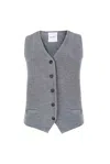 Salanida Women's Galante Knitted 100% Merino Waistcoat Grey In Gray