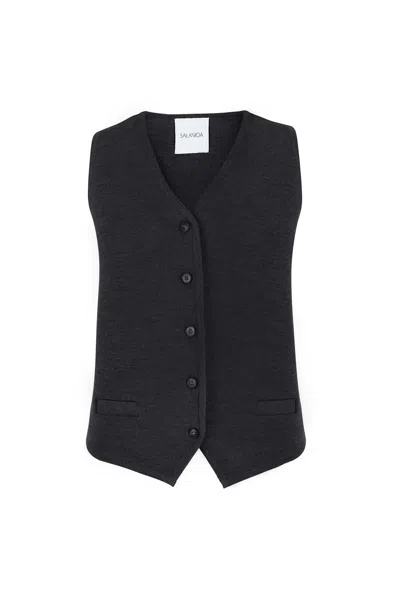 Salanida Women's Galante Knitted Merino Waistcoat Black
