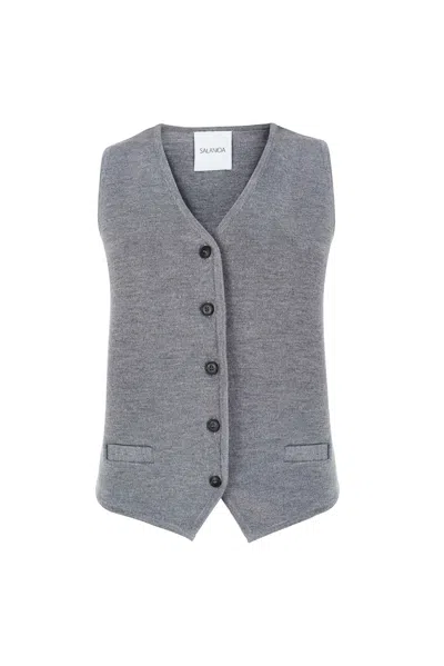 Salanida Women's Galante Knitted Merino Waistcoat Light Grey