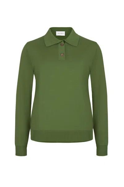 Salanida Women's Galante Merino Polo Top Olive Green