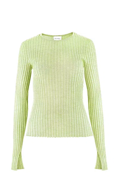 Salanida Women's Green Brera 100% Merino Long-sleeve Top Limone