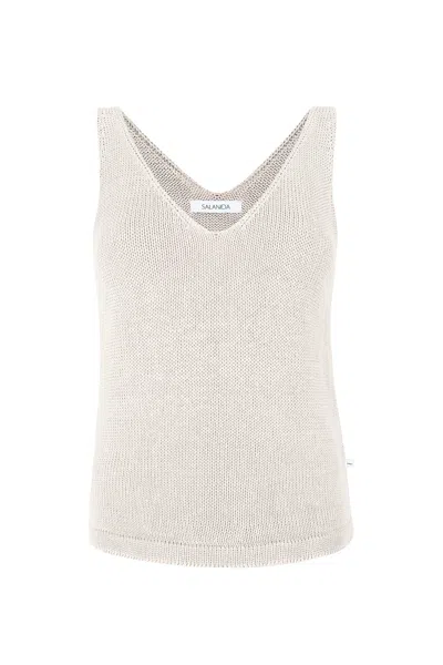 Salanida Women's Mare Knitted 100% Linen Tank Top White