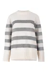 Salanida Women's Marina Striped 100% Merino Jumper Grey In Gray