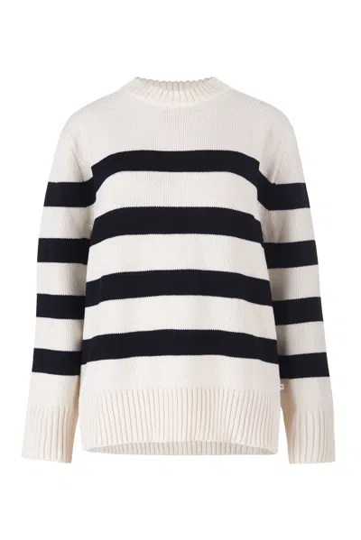 Salanida Women's Marina Striped 100% Merino Jumper White & Black