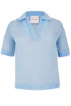 Salanida Women's Melody Mohair Polo Top Sky Blue In Blue