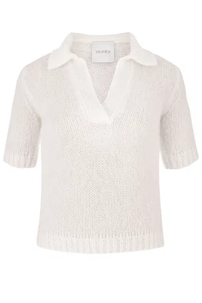 Salanida Women's Melody Mohair Polo Top White In Neutral