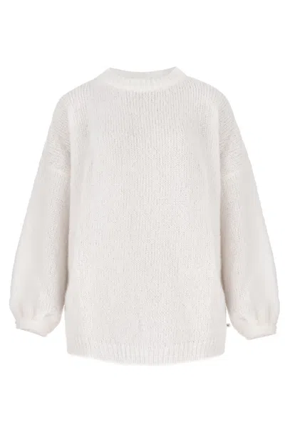 Salanida Women's Melody Soft Mohair Jumper White In Gray