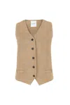 Salanida Women's Neutrals Galante Knitted 100% Merino Waistcoat Beige In Sand