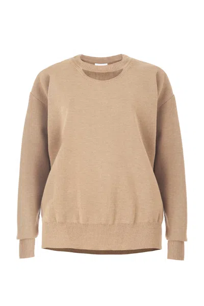 Salanida Women's Neutrals Rotondo 100% Merino Jumper Beige In Sand
