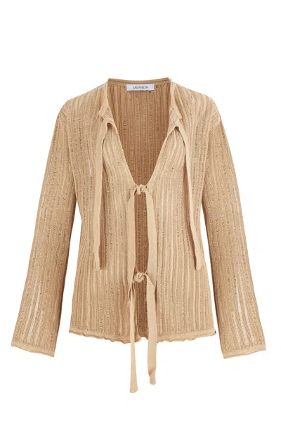 Salanida Women's Neutrals Sole Knitted 100% Linen Cardigan Sand