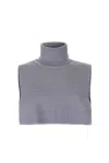 Salanida Women's Punto 100% Merino Bib Neck Light Grey In Gray