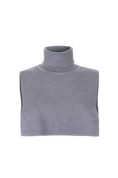 Salanida Women's Punto 100% Merino Bib Neck Light Grey In Gray