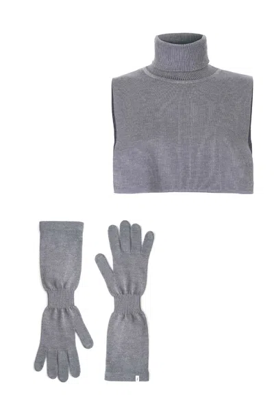 Salanida Women's Punto & Via 100% Merino Set Light Grey In Gray
