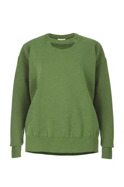 Salanida Women's Rotondo 100% Merino Jumper Olive Green
