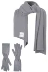 Salanida Women's Via 100% Merino Scarf & Gloves Set Light Grey In Gray