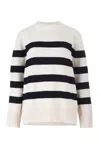 Salanida Women's White Marina Striped Merino Wool Sweater In White