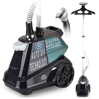 Salav Heavy Duty Smart Auto Shut-off Commercial Full-size Garment Steamer With Foot Pedals And Extra Large In Black