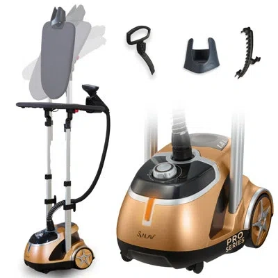 Salav Pro Series Dual Bar Garment Steamer With Rotatable Ironing Board & Steam Selection Dial In Gold