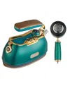 Salav Retro Edition Duopress Handheld Steamer Iron And Fabric Shaver Lint Roller Set Titanium In Emerald