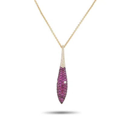 Salavetti 18k Rose Gold 0.25ct Diamond And Sapphire Pendant Necklace Sv04-081925 In Purple