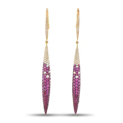 Salavetti 18k Rose Gold 0.56ct Diamond And Sapphire Earrings Sl02-081925 In Purple