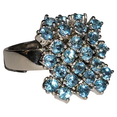 Pre-owned Salavetti Blue Topaz Ring 18ct Size 6.75