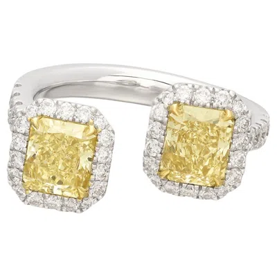 Pre-owned Salavetti Toi Et Moi Yellow Diamond Ring
