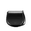 Salce Half-moon Calf Leather Shoulder Bag In Black