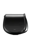 Salce Half-moon Calf Leather Shoulder Bag In Black