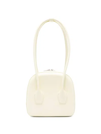 Salce Rounded Leather Shoulder Bag In White
