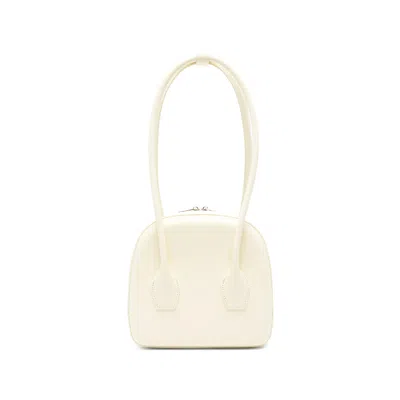 Salce Rounded Leather Shoulder Bag In Yellow