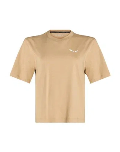 Salewa Eagle Glacie Woman T-shirt Beige Size 10 Cotton, Lyocell In Nude