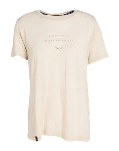 Salewa Eagle Woman T-shirt Beige Size 12 Wool, Polyamide In White